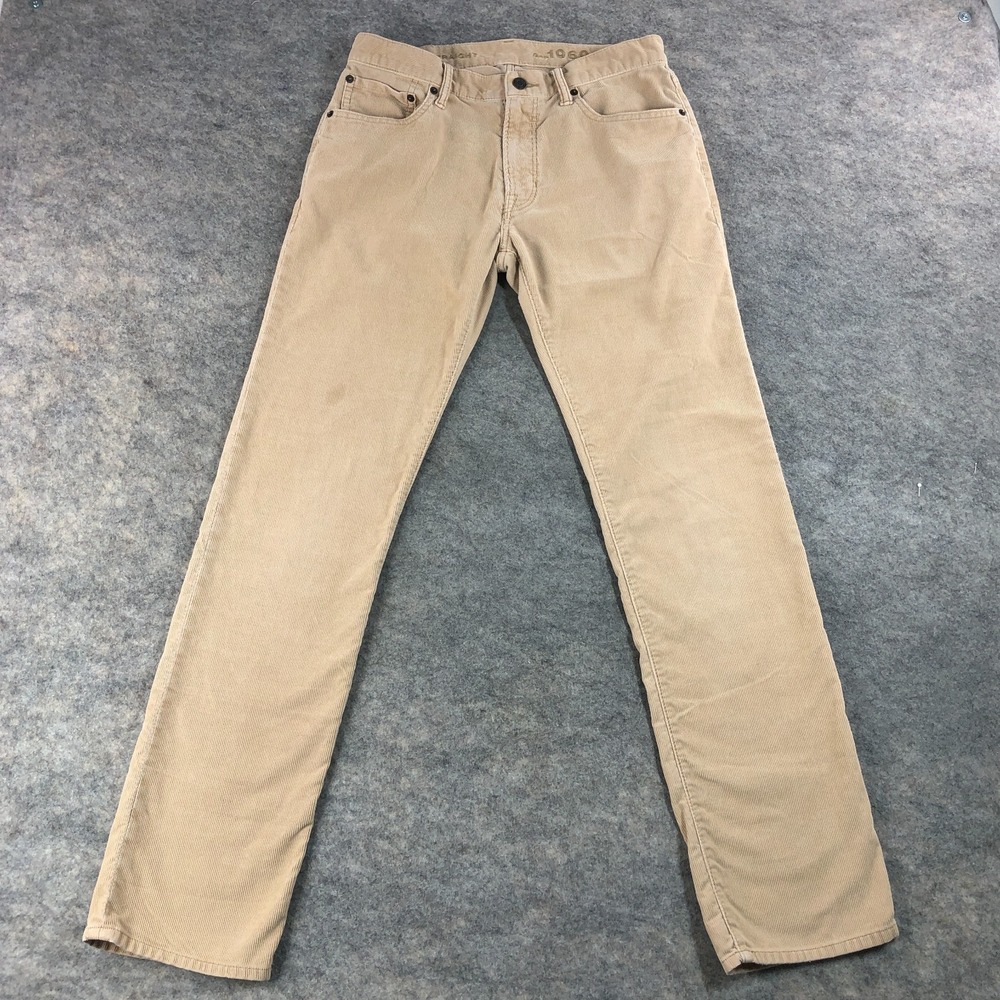 GAP 1969 Corduroy Pants Mens 30x32 Tan Brown Straight Leg Five Pocket Low Rise